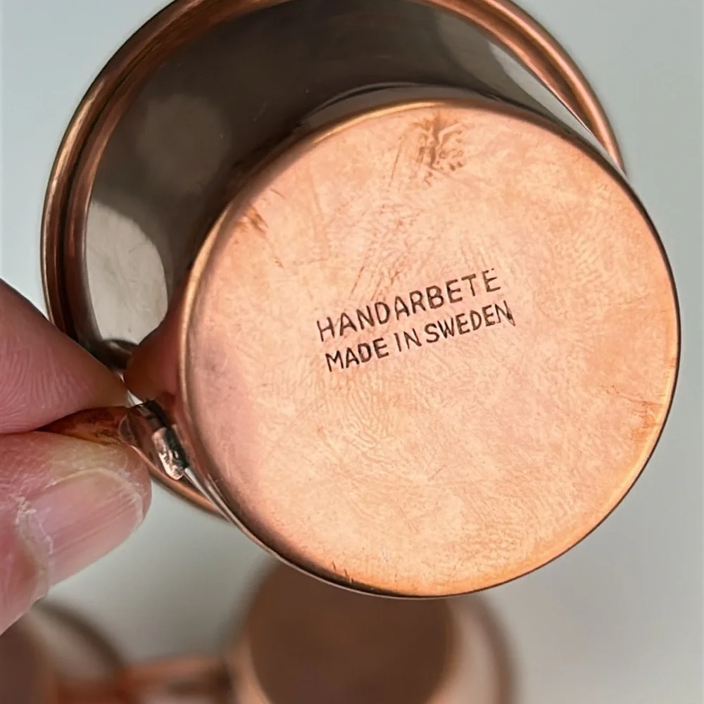 Vintage Set of 5 Copper Moscow Mule Style Shot Mugs Handcrafted in Sweden 2”